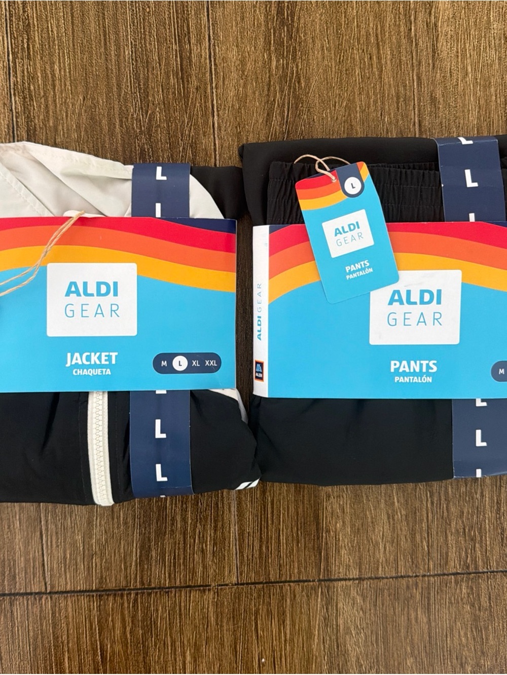 Aldi 50th Anniversary Gear Black Windbreaker Jacket & Pants Tracksuit Set Large